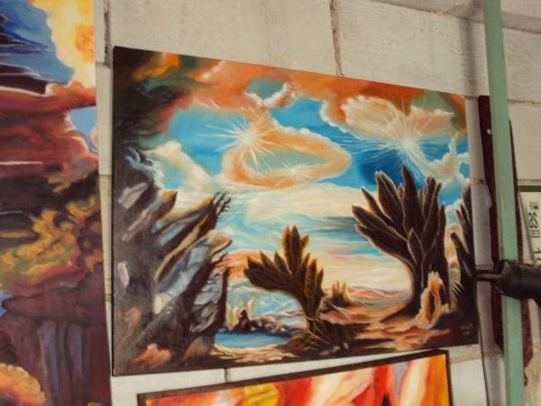 w pracowni p. Tadeusza Masłyka - jedno z wielu dzieł / obrazów, poznaliśmy też tworzone innymi technikami - zadziwiającymi w procesie powstawania i efektu końco