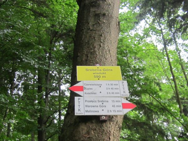 Srebrna Góra wiadukt- drogowskazy turystyczne