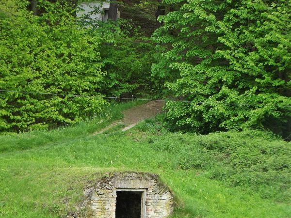 tu najczęściej używane podejście do cerkwi na wzgórzu Dębnik, na planie pierwszym piwniczka - po dawnym obejściu gospodarskim, takich śladów po dziejach miniony