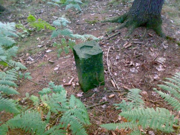 Poniemieckie oznaczenie szlaku do źródeł w wąwozie Pieklisko