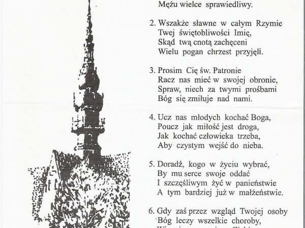ze zbiorów prywatnych: z kaplicy pw. św.Walentego - tekst pieśni. Nie taki święty ten Walenty ! - otóż z wykształcenia był lekarzem, z powołania duchownym. Żył