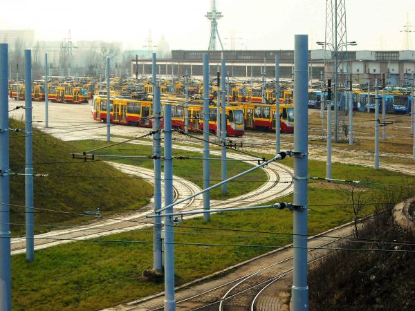 Fragment największej w Polsce zajezdni tramwajowej na Stokach.