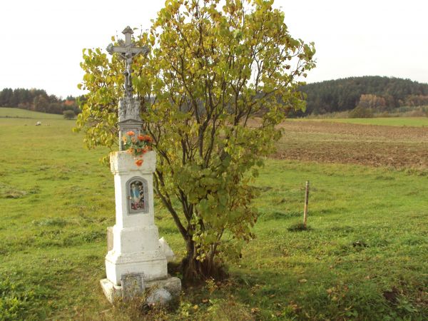 krzyż przydrożny, na postumencie murowanym z niszą a w niej figurka Matki Boskiej. Przy najniższym stopniu : medalion żelazny - odlew, bez inskrypcji, stanowiąc