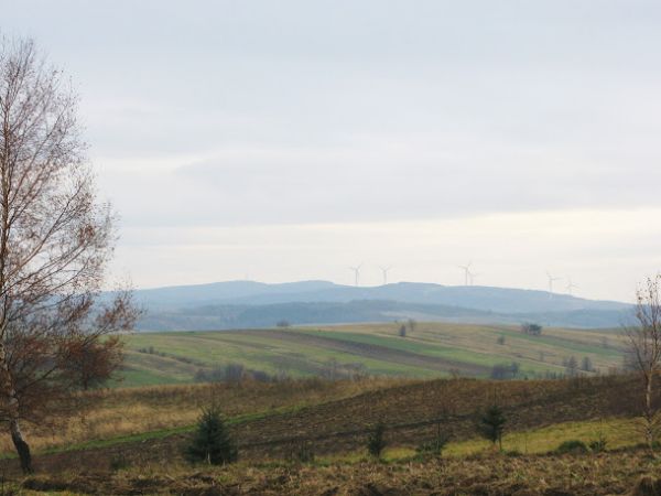 w paśmie Pogórza Bukowskiego usytuowana farma wiatrakowa a wcześniej pełne uroku wzniesienia Beskidu Niskiego z okolic wzgórza Wysokie - 385m npm.