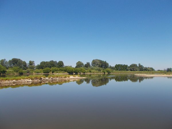 Zakole Wisły w Brzostkowie widziane z  brzegu dawnego tarnowskiego i Galicji.