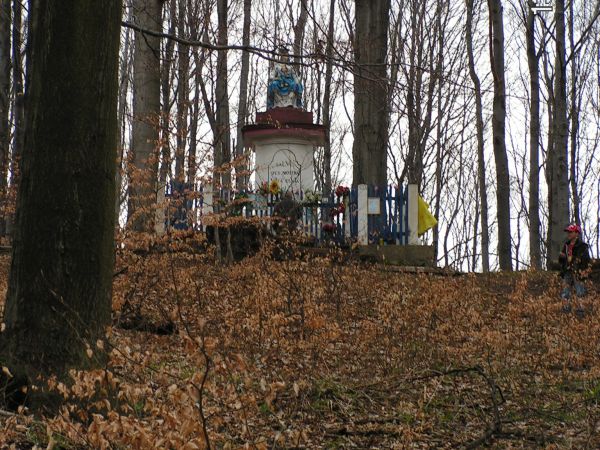 Kaplica w lesie na jednym ze szlaków koło Gostkowa