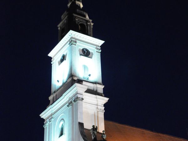 Wolsztyn, Kościół Farny nocą.