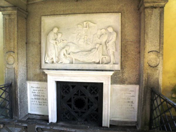 Epitafium na   von Oheimb'ów twórców arboretum w  Wojsławicach