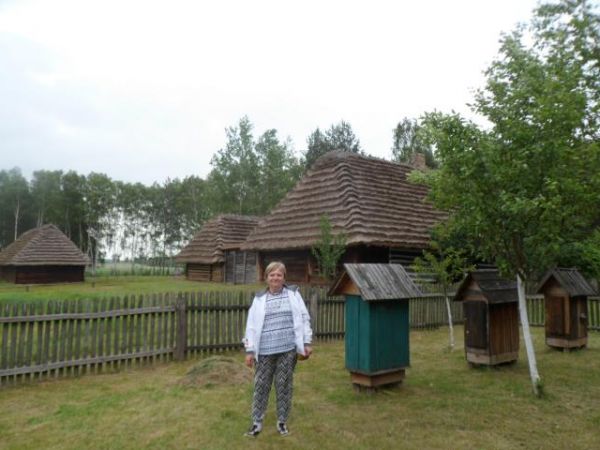 na terenie skansenu - przy pasiece, dalej za chałupami lasek brzozowy.