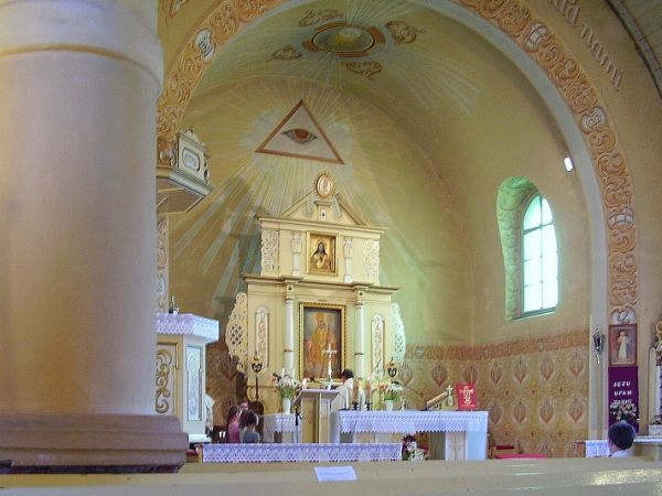 Wnętrze kościoła.
Kościół św. Mikołaja,zbudowany w 1912 - 1913 roku staraniem niemieckich ewangelików.