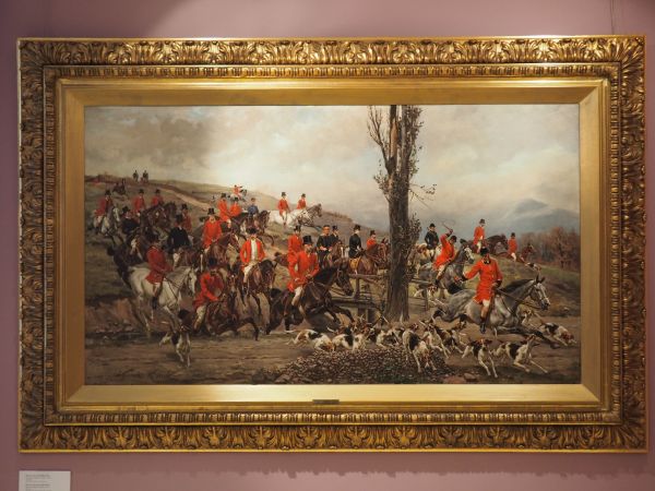 piękny obraz przedstawiający sceny myśliwskie - to w zbiorach Dworku Krasińskich. Tu prezentowane - ale stanowi własność Muzeum Narodowego w Warszawie.