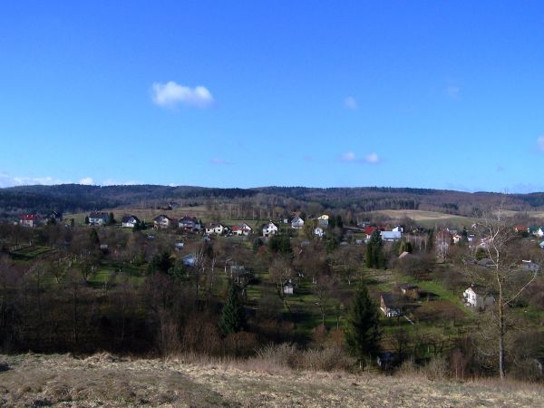 Widoki wioski Stróże Małe