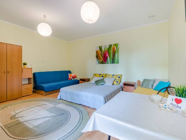 pokój z aneksem kuchennym