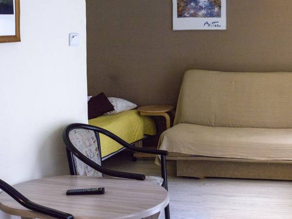 Pokój 4os na 1 piętrze nr.8 z balkonem, w pokoju łóżko podwójne, pojedyncze i rozkładana kanapa. 