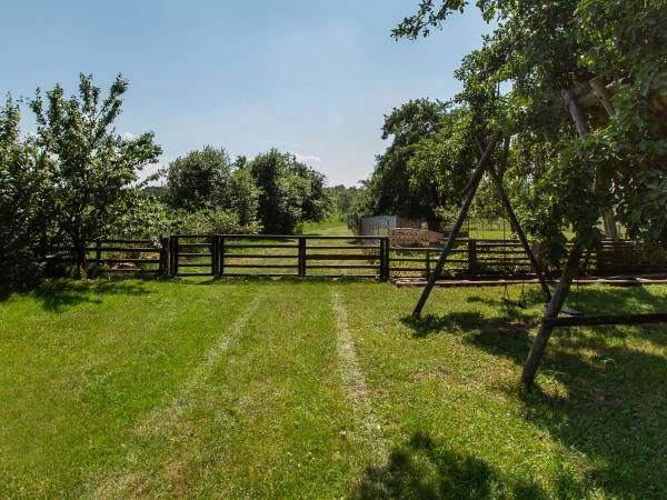 Ogrodzone podwórko przy domku