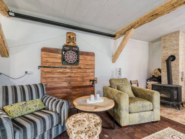 sala kominkowa z TV, rzutnik