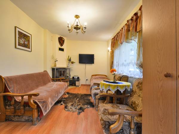 Pokój dzienny z kominkiem - Domek Zielony (6) 