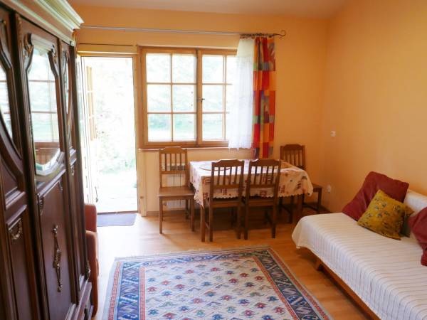 Apartament Pod Jodełką - salon, wyjście na ogród