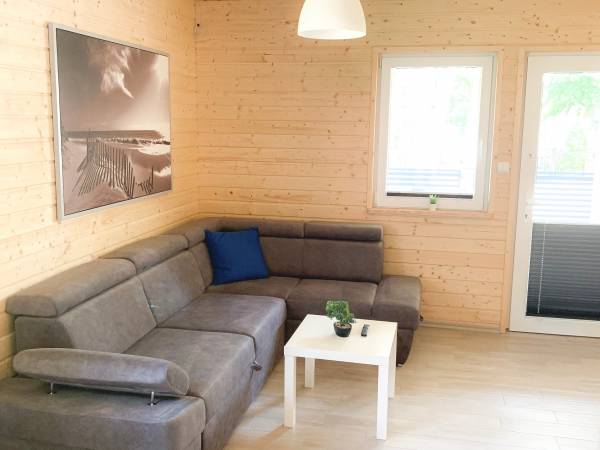 AJ Apartments - salon, rozkładana kanapa