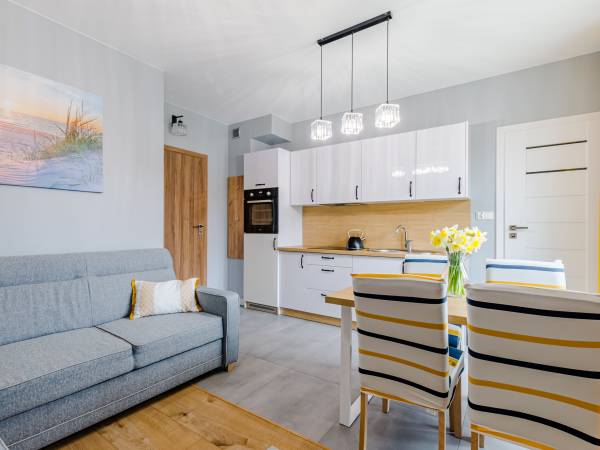 Apartament Słoneczny salon z kuchnią