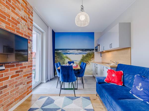 Apartament Morski salon z kuchnią