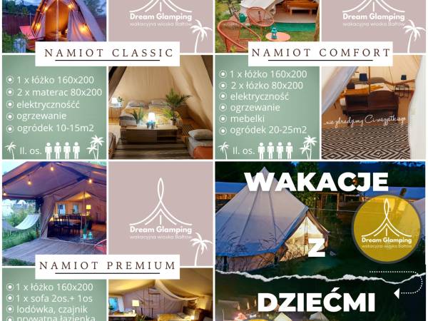 Trzy typy namiotów 2-4-5osobowych