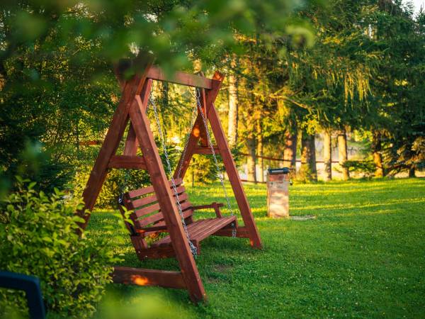 Huśtawka pod drzewami