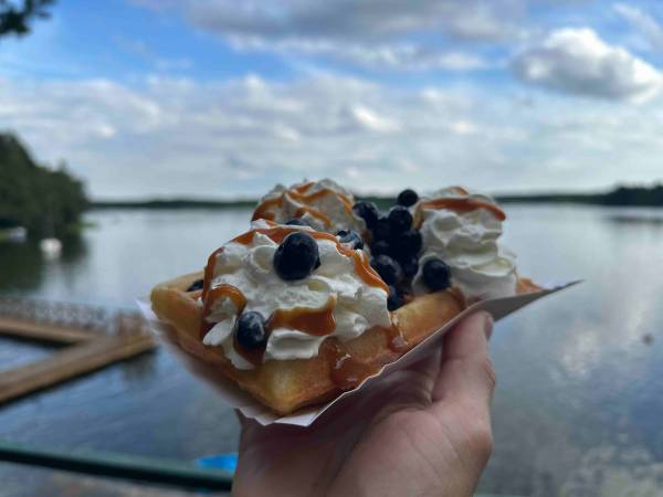 Wpadnij do lasu , domki nad jeziorem 