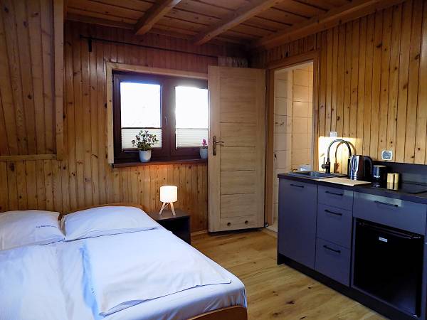 pokój z łazienką i aneksem