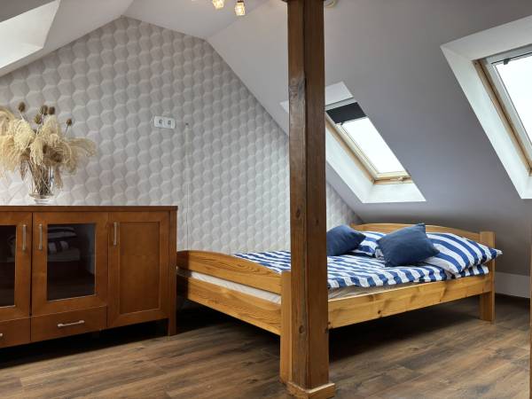 apartament dwupoziomowy z kominkiem