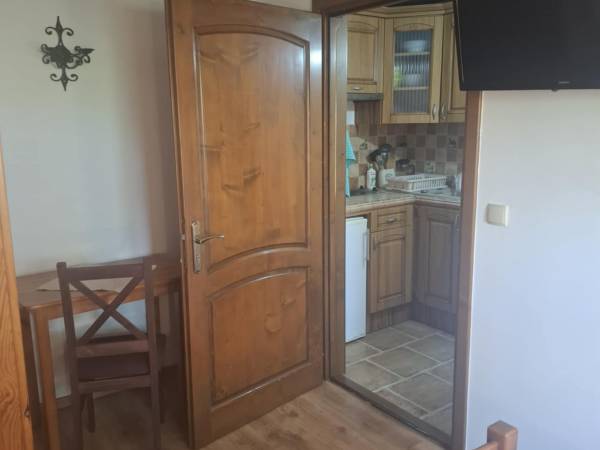 Widok na aneks kuchenny w apartamencie 