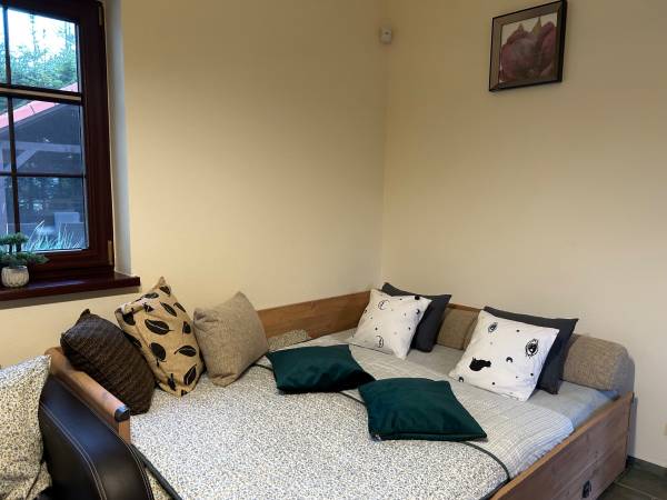 Apartament: pokój z aneksem i łazienką.