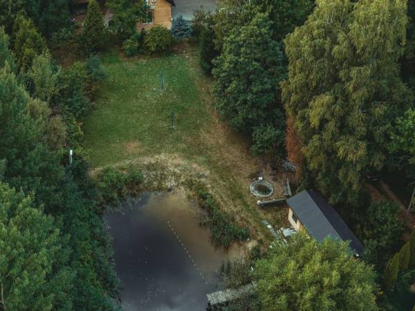 Domek z stawem w lesie SAUNA (BALIA)