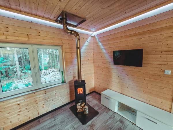 Domek z stawem w lesie SAUNA (BALIA)