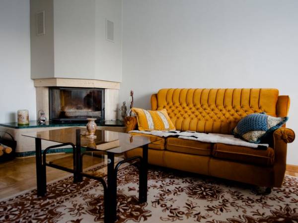 Willa PLATAN Salon z kominkiem