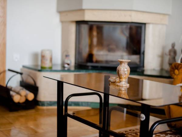 Willa PLATAN Salon z kominkiem