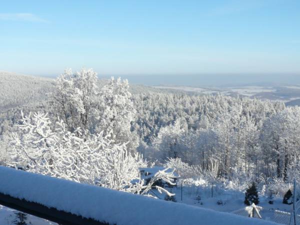 widok z tarasu zimą