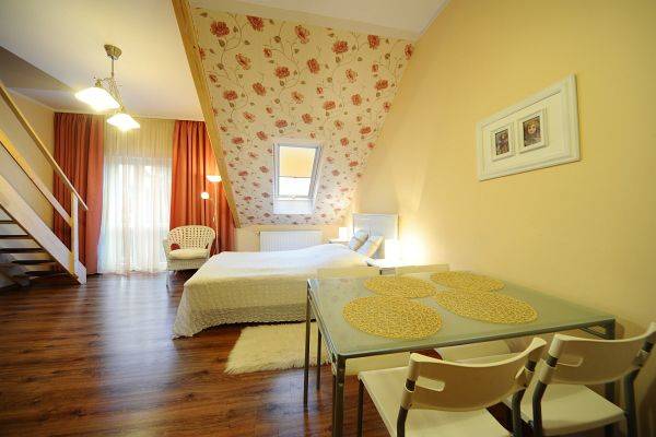 Pokój z antresolką i aneksem kuchennym