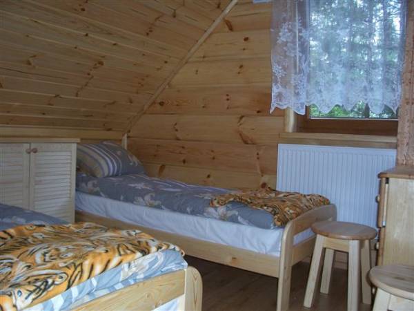 sypialnia w domu drewnianym