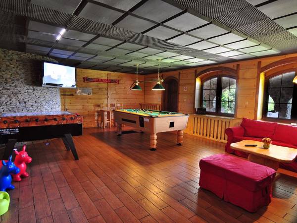 Sala klubowa (kominek, kącik zabaw dla dzieci, bilard, piłkarzyki)