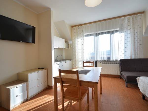 pokój z aneksem kuchennym