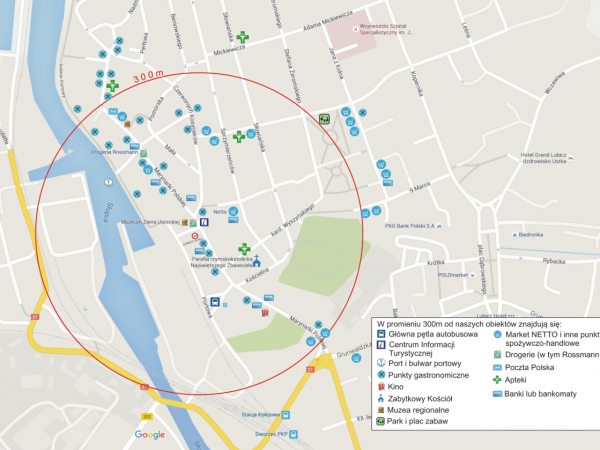 Punkty w promieniu 300m od naszego obiektu