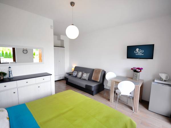 pokój 2-3 osobowy z łazienką i tarasem z wyjściem do ogrodu