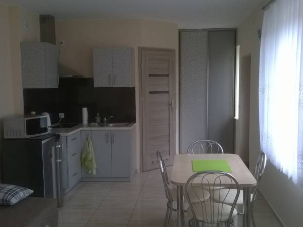 pokój 1 z aneksem kuchennymłazienka w pokoju 1