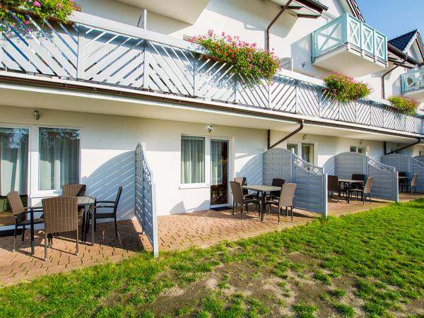 Widok tarasów i balkonów od zachodniej strony.