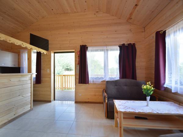 widok z domku na taras