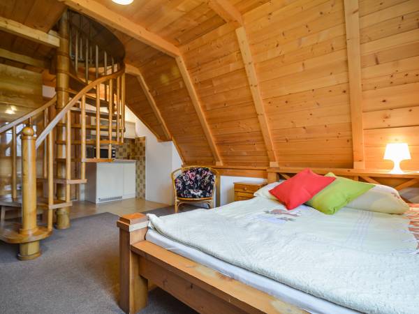 pokój dwu poziomowy z aneksem kuchennym