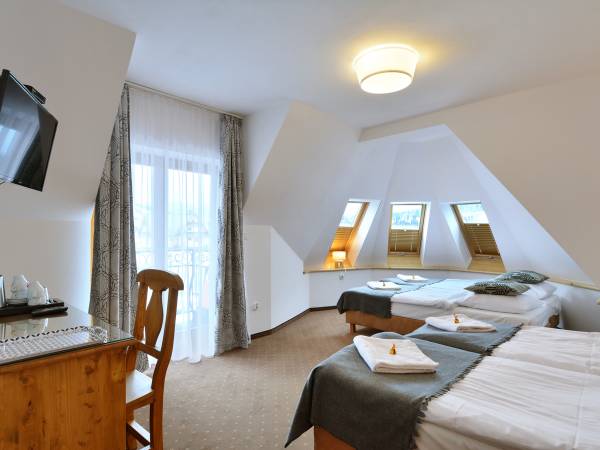 Pokój czteroosobowy z balkonem i widokiem na góry