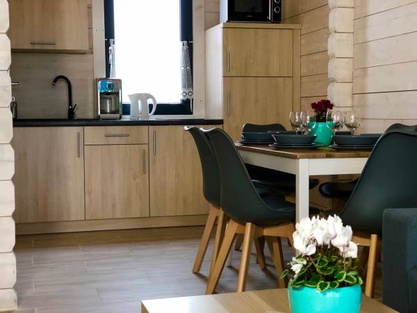 Zdjęcie aneksu kuchennego wraz z częścią jadalnianą