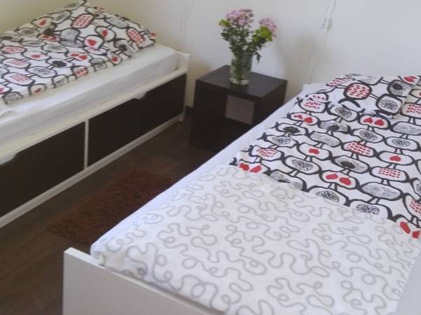 syoialnia z dwoma pojedynczymi łóżkami